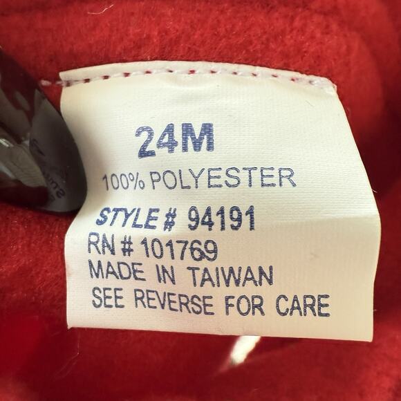 Red Christmas Bear Sledding Fleece Vest Boys 24M Applique Cardinal Tree Holiday - Picture 8 of 9